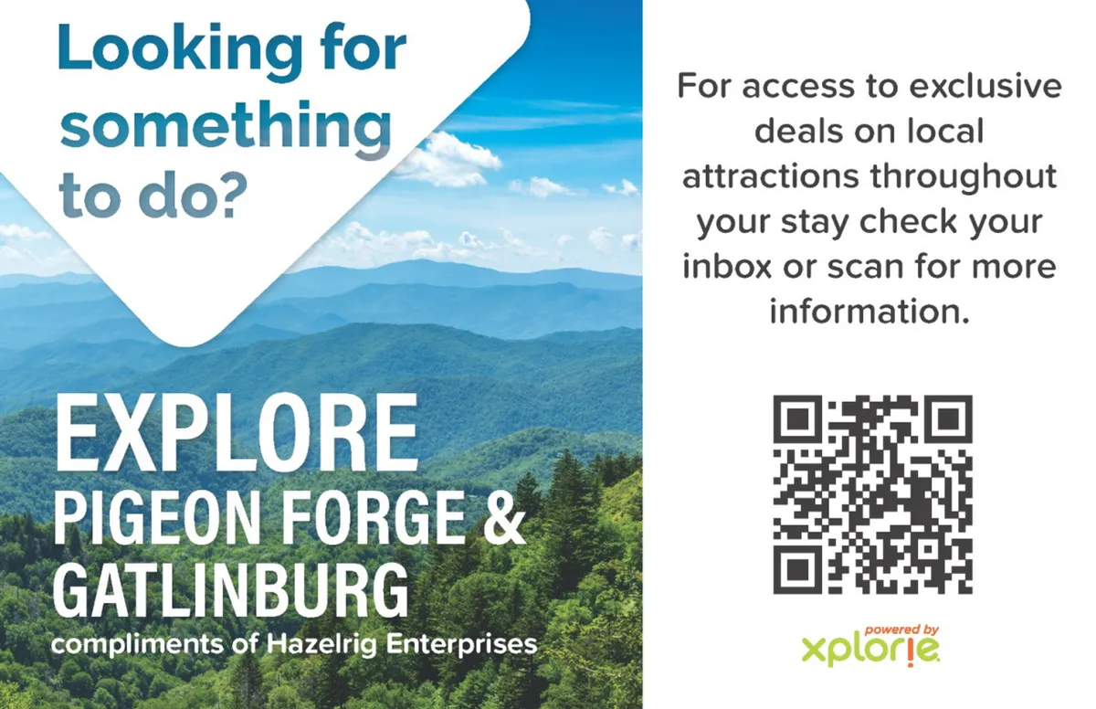 A breathtaking panoramic view of distant mountains and lush green hills beneath a clear blue sky, inviting guests to explore the local landscape and nearby attractions. The image includes a subtle text overlay, reinforcing the spirit of adventure and exploration in the area.